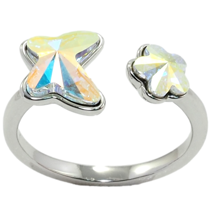 Кольцо Xuping цвет Родий с кр-ми Swarovski Бабочка с цветком кристалл АВ фото №5 Кольцо Xuping цвет Родий с кр-ми Swarovski Бабочка с цветком кристалл АВ фото №5
