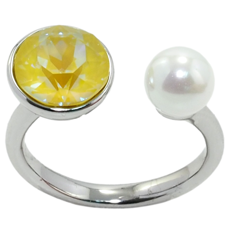 Кольцо Xuping цвет Родий с кр-ми Swarovski Кристалл Sunshine DeLite с жемчугом, ø 6мм и 9мм фото №10 Кольцо Xuping цвет Родий с кр-ми Swarovski Кристалл Sunshine DeLite с жемчугом, ø 6мм и 9мм фото №10
