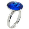 Каблучка Xuping колір Родій з кр-ми Swarovski Кристал Capri Blue ø 16мм фото №2