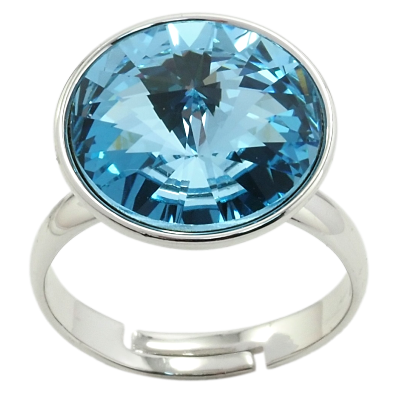 Кольцо Xuping цвет Родий с кр-ми Swarovski Кристалл Aquamarine ø 16мм фото №1 Кольцо Xuping цвет Родий с кр-ми Swarovski Кристалл Aquamarine ø 16мм фото №1