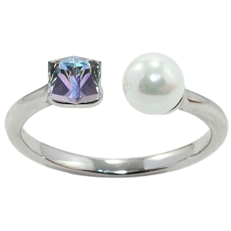 Кольцо Xuping цвет Родий с кр-ми Swarovski Кристальный кубик Lavender с жемчугом, ø 6мм, 4х4мм фото №18 Кольцо Xuping цвет Родий с кр-ми Swarovski Кристальный кубик Lavender с жемчугом, ø 6мм, 4х4мм фото №18