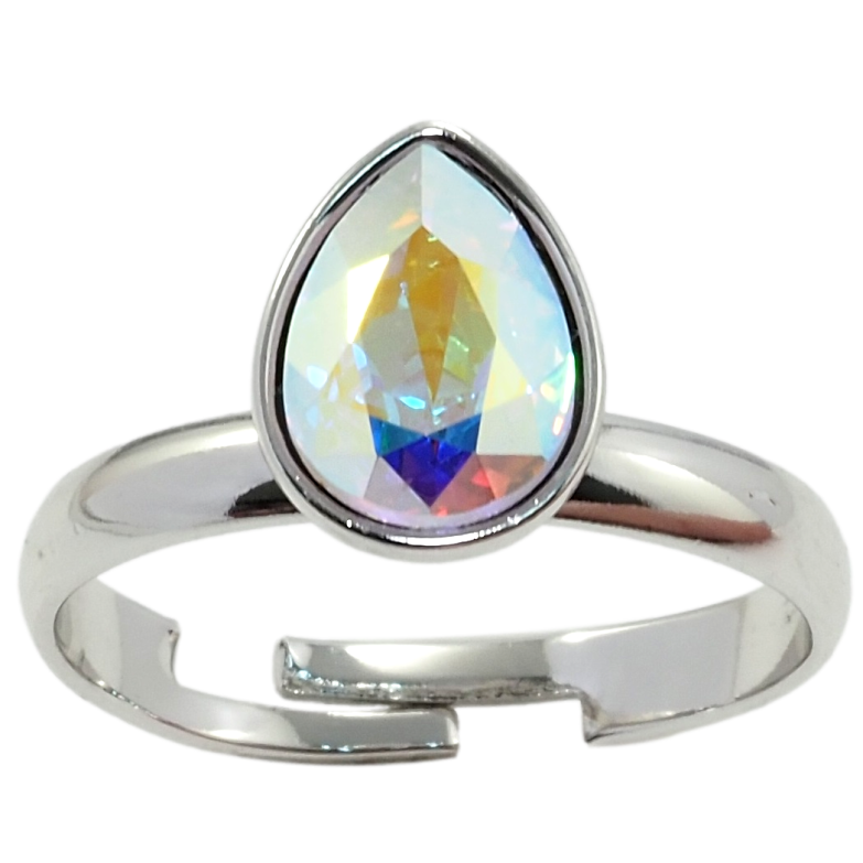 Кольцо Xuping цвет Родий с кр-ми Swarovski Кристальная капелька АВ фото №1 Кольцо Xuping цвет Родий с кр-ми Swarovski Кристальная капелька АВ фото №1