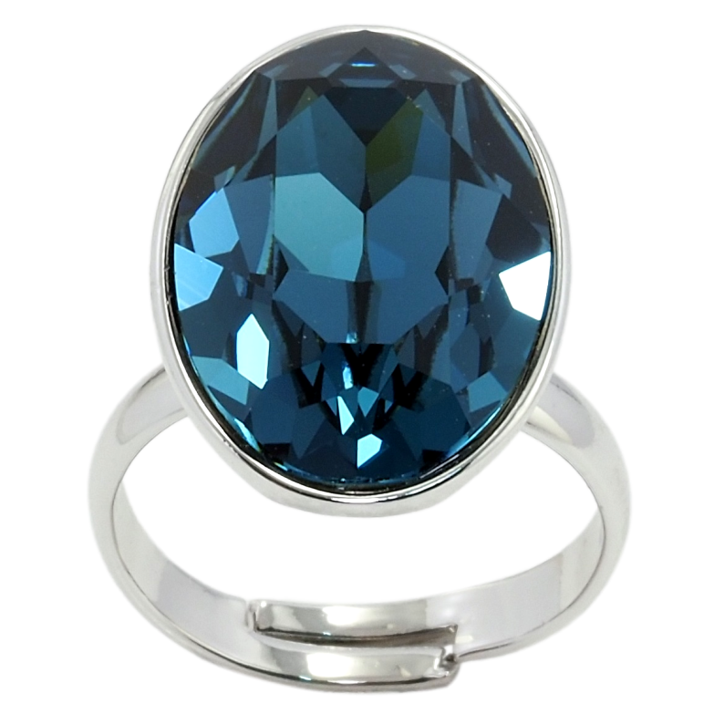 Каблучка Xuping колір Родій з кр-ми Swarovski Кристал Montana, 20х15мм фото №2 Каблучка Xuping колір Родій з кр-ми Swarovski Кристал Montana, 20х15мм фото №2