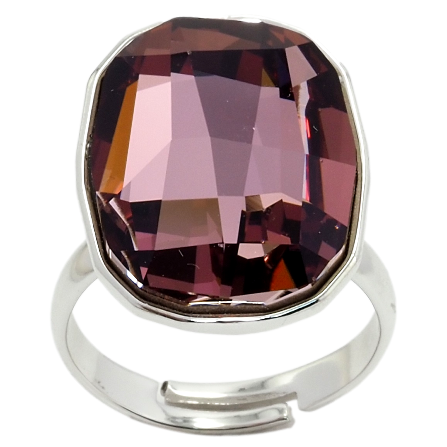 Кольцо Xuping цвет Родий с кр-ми Swarovski Кристалл Amethyst, 21х16мм фото №1 Кольцо Xuping цвет Родий с кр-ми Swarovski Кристалл Amethyst, 21х16мм фото №1