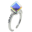 Кольцо Xuping цвет Родий с кр-ми Swarovski Кристальный куб АВ, 8х8мм фото №2 Кольцо Xuping цвет Родий с кр-ми Swarovski Кристальный куб АВ, 8х8мм фото №2