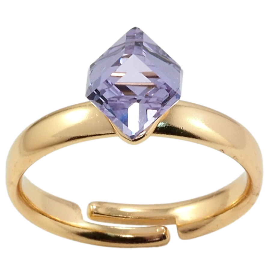 Кольцо Xuping цвет 18K с кр-ми Swarovski Кристальный куб Lavender, 6х6мм фото №1 Кольцо Xuping цвет 18K с кр-ми Swarovski Кристальный куб Lavender, 6х6мм фото №1