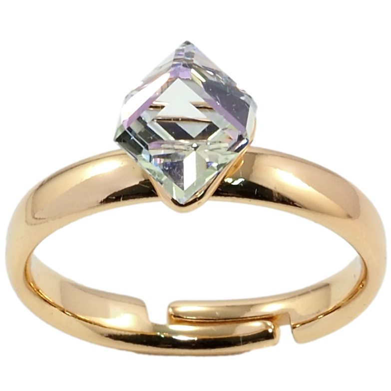 Каблучка Xuping колір 18K з кр-ми Swarovski Кристальний куб Lavender, 6х6мм фото №1