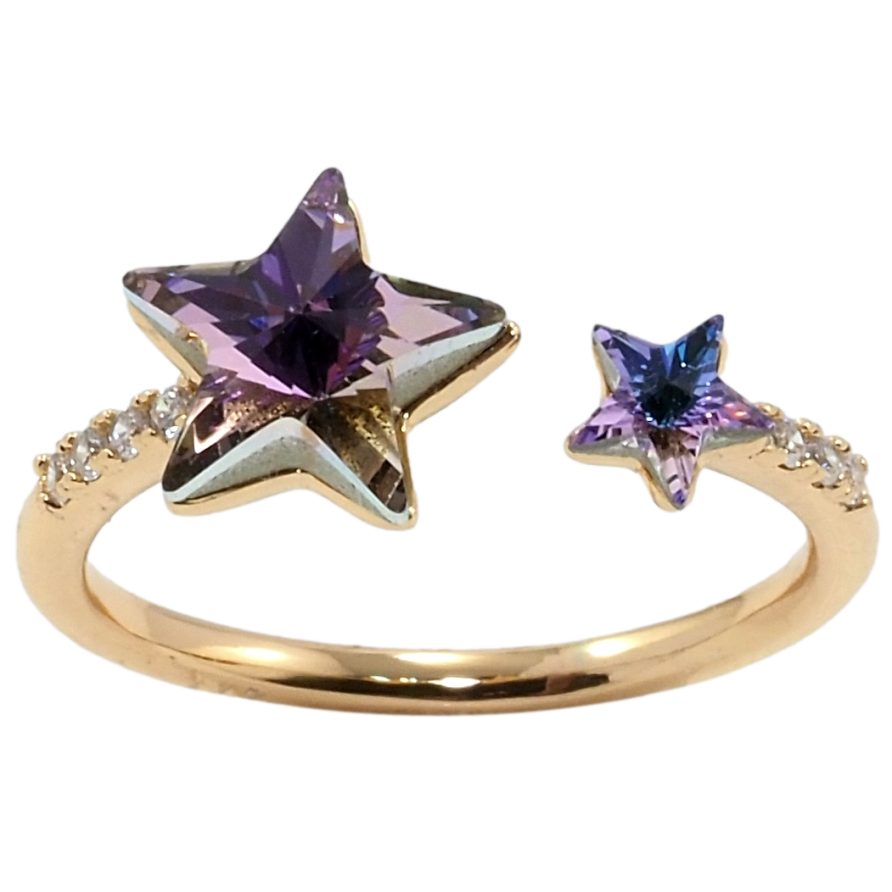 Кольцо Xuping цвет 18K с кр-ми Swarovski Две кристальные звезды Paradise Shine фото №1