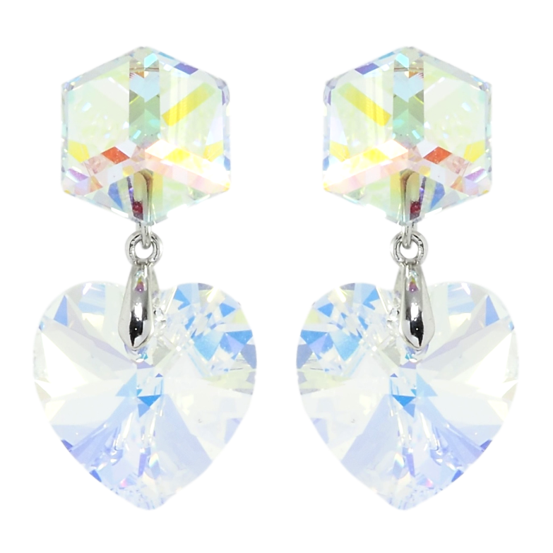 Серьги Xuping цвет Родий с кристаллами Swarovski пусеты Кристаллы Shimmer фото №1