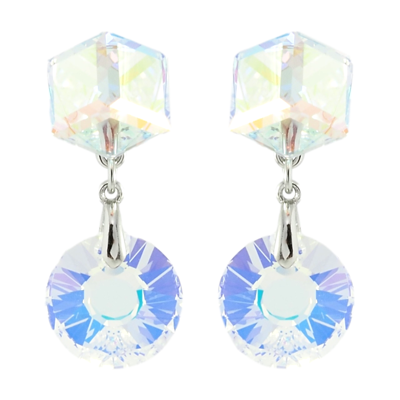 Сережки Xuping колір Родій з кристалами Swarovski пусети Кристали Shimmer фото №1