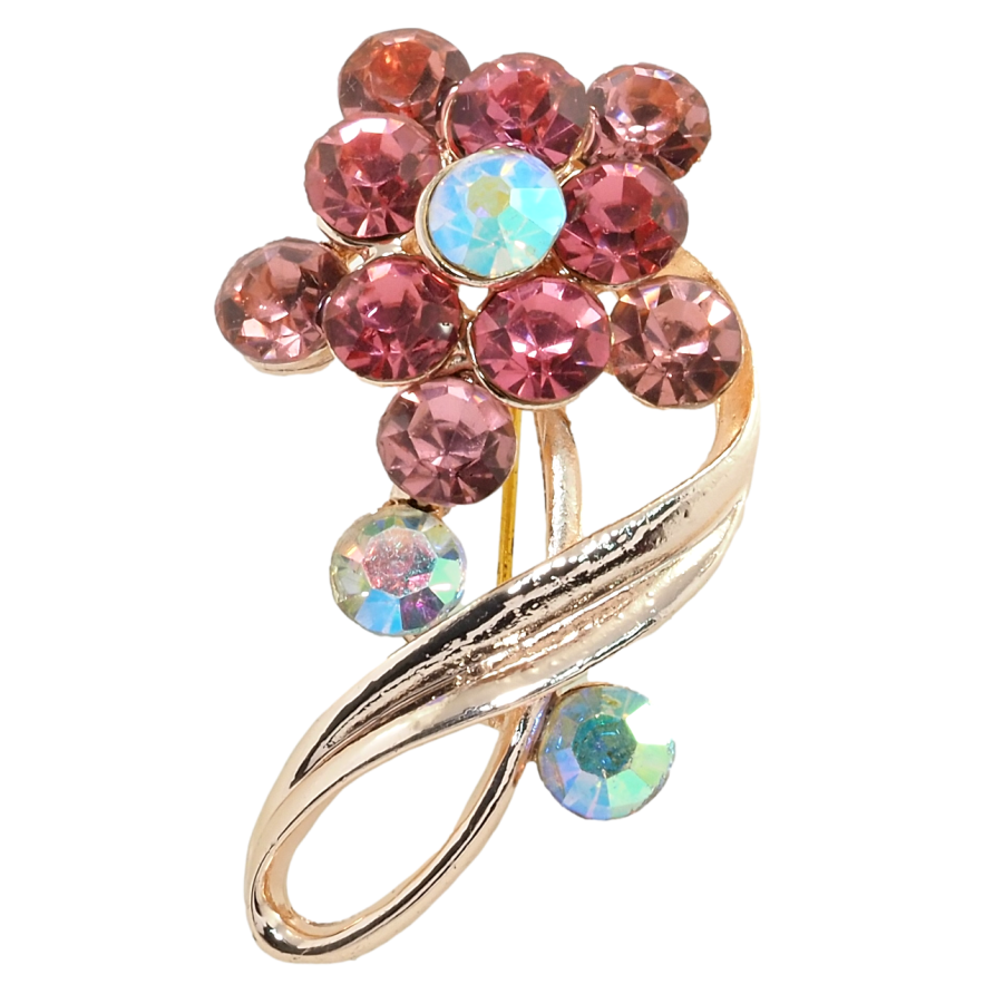 Брошь Цветок с розовыми стразами фото №1 Брошь Цветок с розовыми стразами фото №1