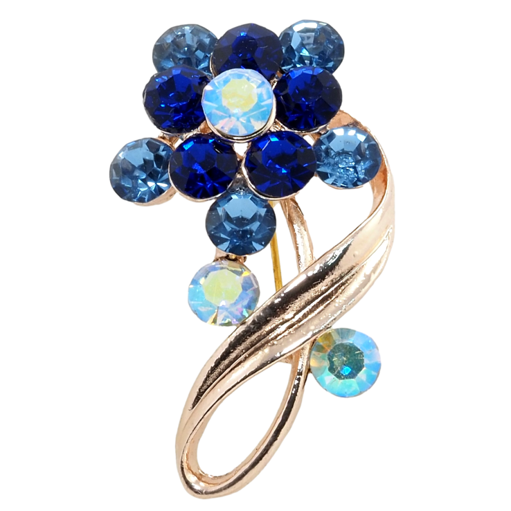 Брошка Квітка з синіми стразами фото №12 Брошка Квітка з синіми стразами фото №12