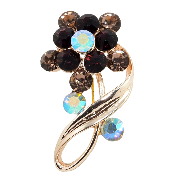 Брошь Цветок с бордовыми стразами фото №5 Брошь Цветок с бордовыми стразами фото №5