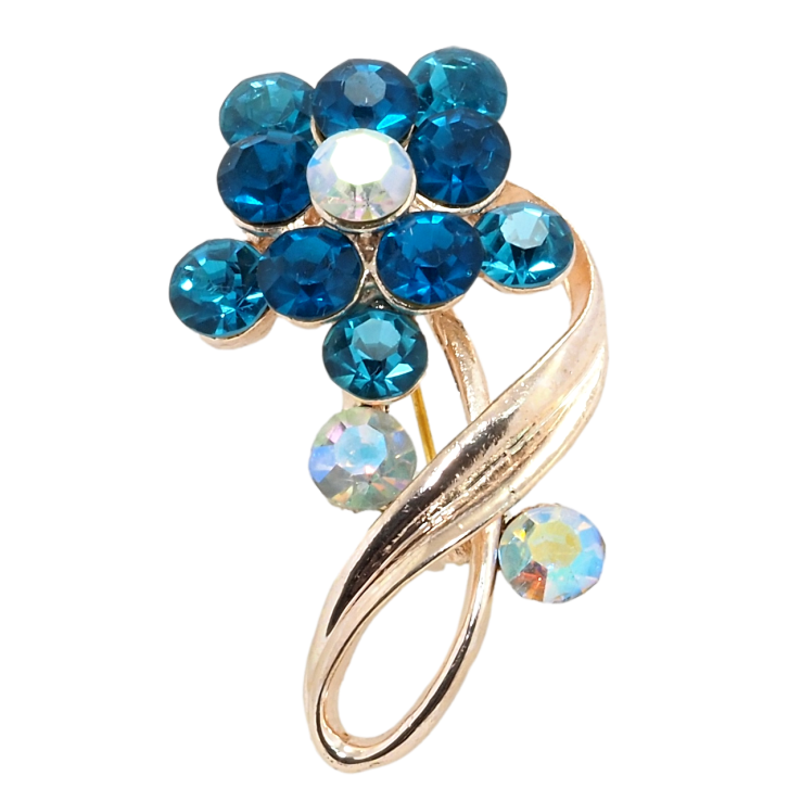 Брошка Квітка з бірюзовими стразами фото №5 Брошка Квітка з бірюзовими стразами фото №5