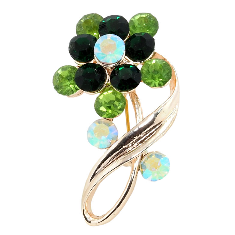 Брошка Квітка із зеленими стразами фото №1 Брошка Квітка із зеленими стразами фото №1