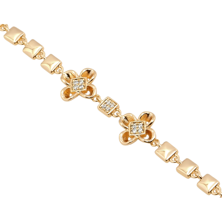 Браслет Xuping Позолота 18K Два цветочка длина с доп.замком 16.5,18.5см х 4мм фото №5 Браслет Xuping Позолота 18K Два цветочка длина с доп.замком 16.5,18.5см х 4мм фото №5