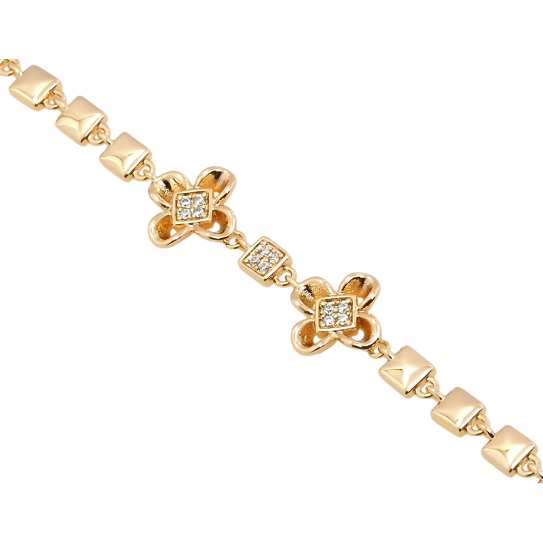 Браслет Xuping Позолота 18K Два цветочка длина с доп.замком 16.5,18.5см х 4мм фото №1
