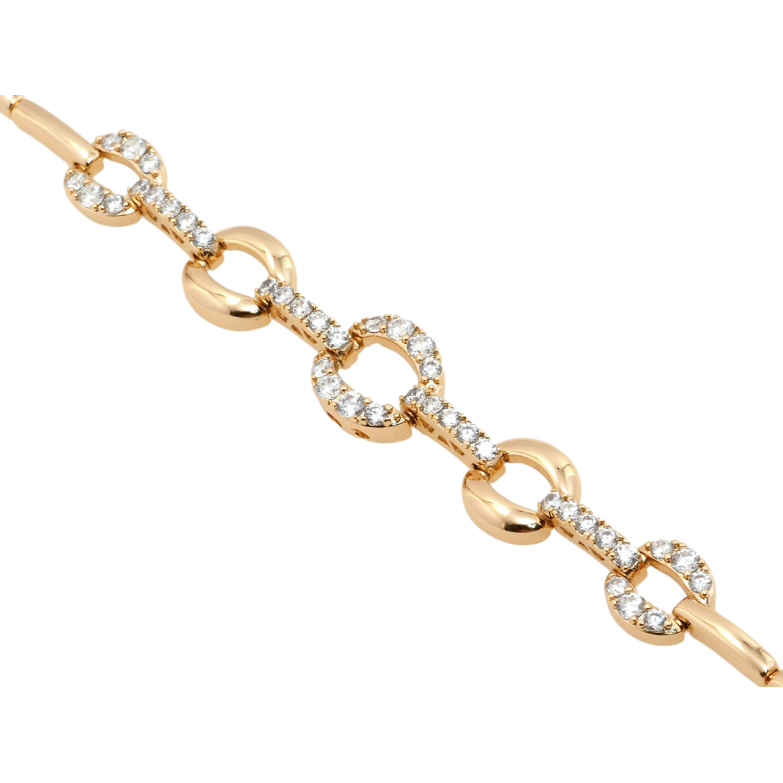 Браслет Xuping Позолота 18K Колечки с цирконием длина с доп.замком 17.5,19.5см х 2-11мм фото №1