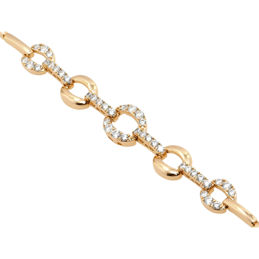 Браслет Xuping Позолота 18K колечки з цирконієм довжина з дод. замком 17.5,19.5см х 2-11мм фото №1 Браслет Xuping Позолота 18K колечки з цирконієм довжина з дод. замком 17.5,19.5см х 2-11мм фото №1