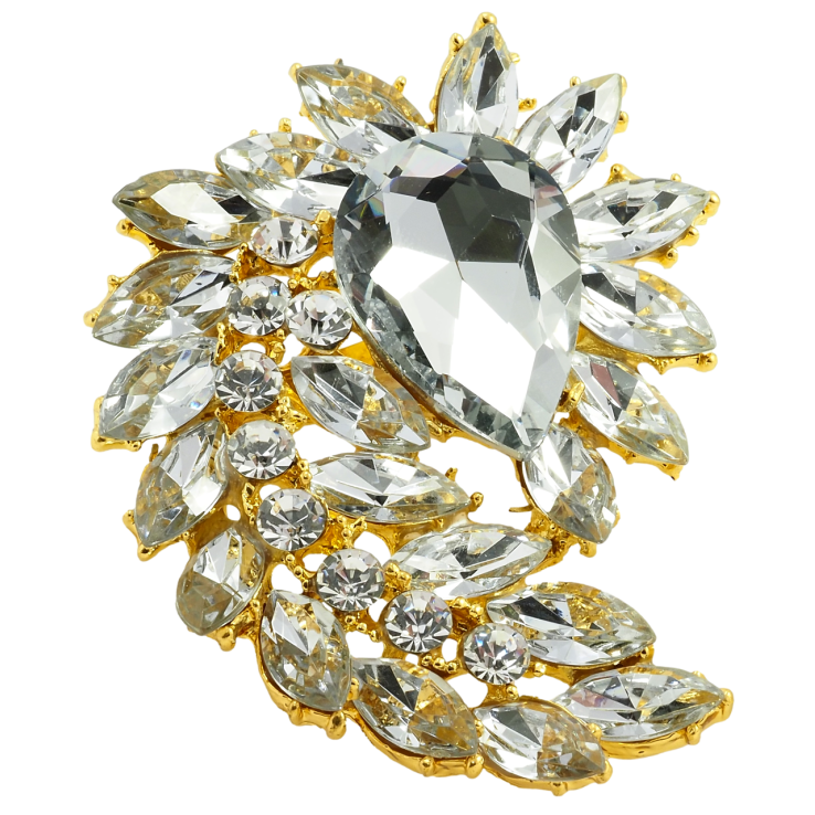 Брошка Гілочка зі стразами та кристалом фото №3 Брошка Гілочка зі стразами та кристалом фото №3