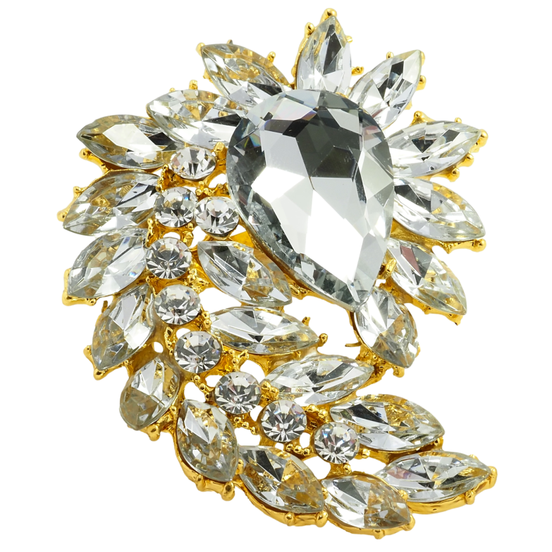 Брошка Гілочка зі стразами та кристалом фото №1