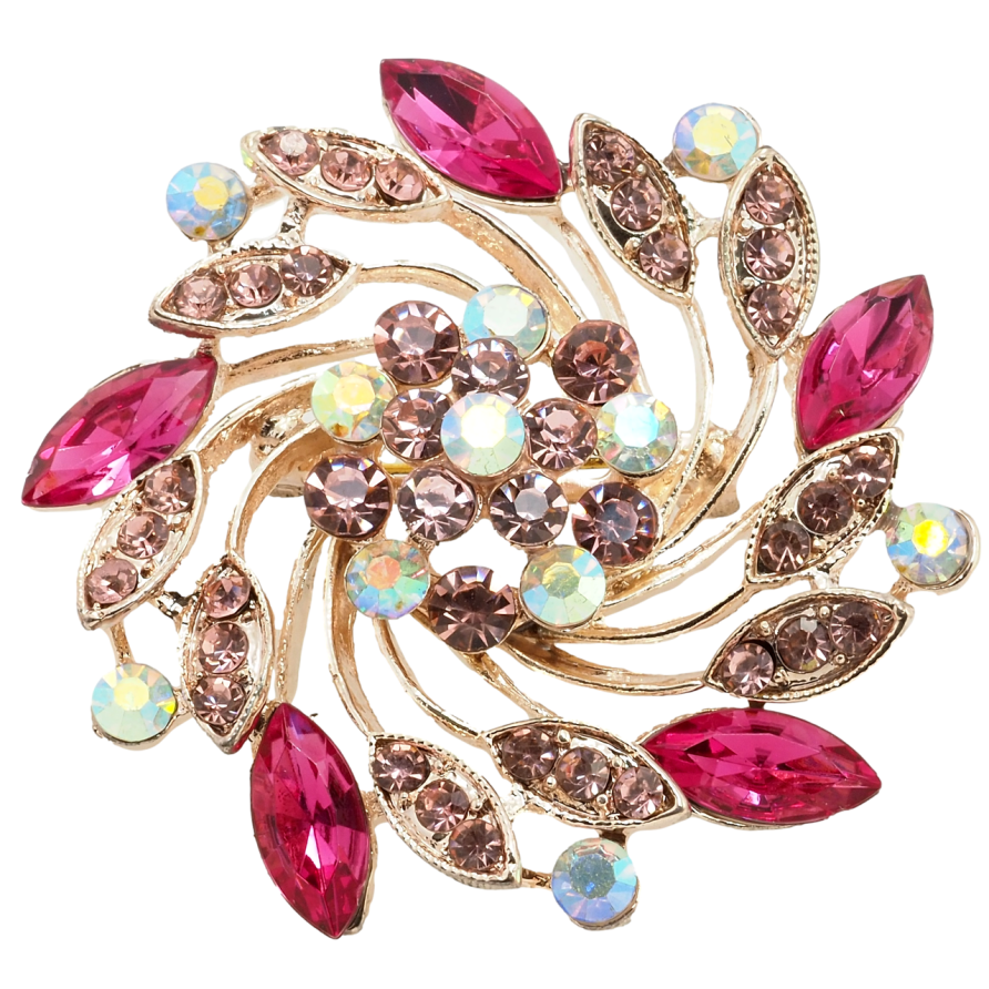 Брошь Декоративный цветок с розовыми стразами фото №1 Брошь Декоративный цветок с розовыми стразами фото №1