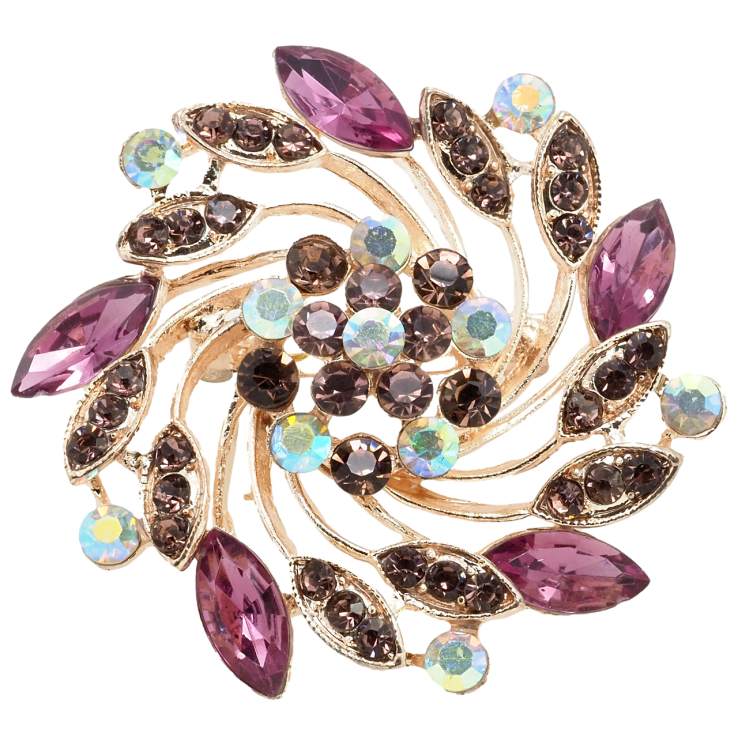 Брошка Декоративна квітка з бордовими стразами фото №2 Брошка Декоративна квітка з бордовими стразами фото №2