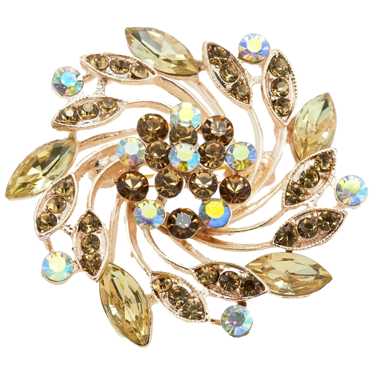 Брошка Декоративна квітка із золотистими стразами фото №21 Брошка Декоративна квітка із золотистими стразами фото №21