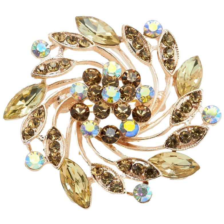 Брошь Декоративный цветок с золотистыми стразами фото №1