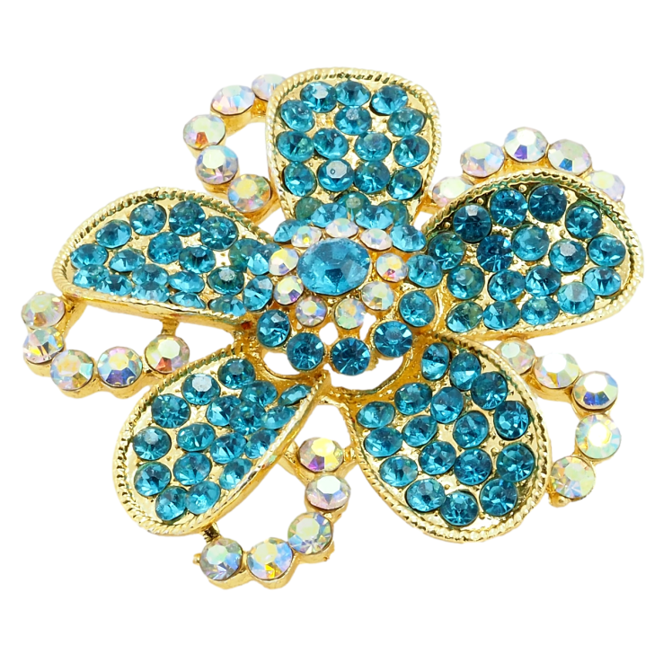 Брошка Квітка з бірюзовими стразами фото №15 Брошка Квітка з бірюзовими стразами фото №15