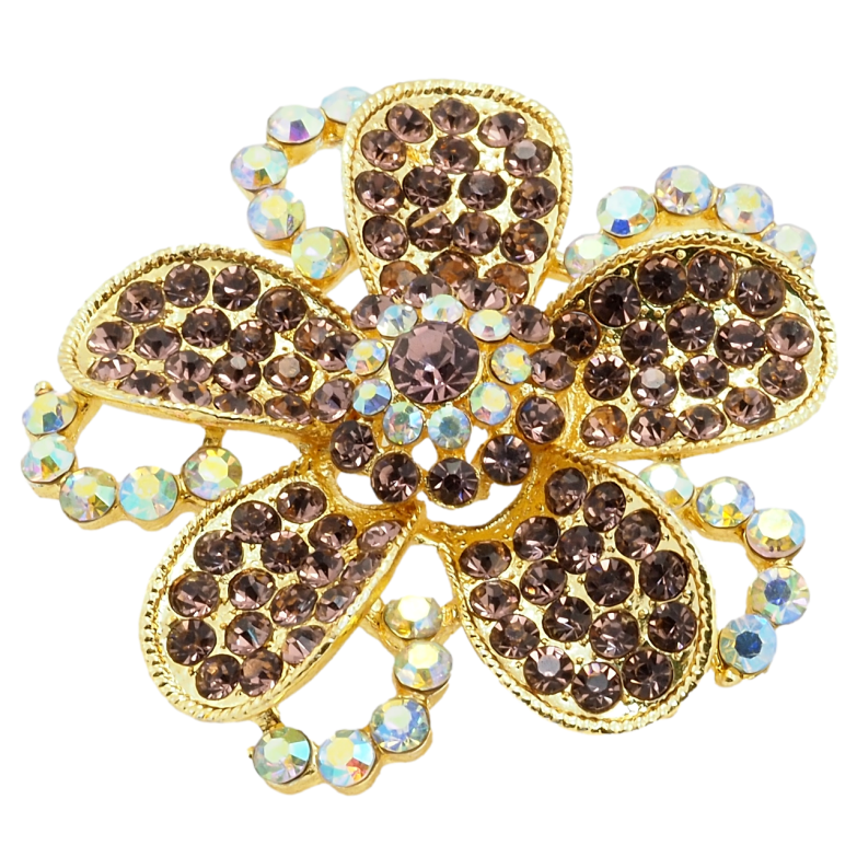 Брошь Цветок с бордовыми стразами фото №1 Брошь Цветок с бордовыми стразами фото №1