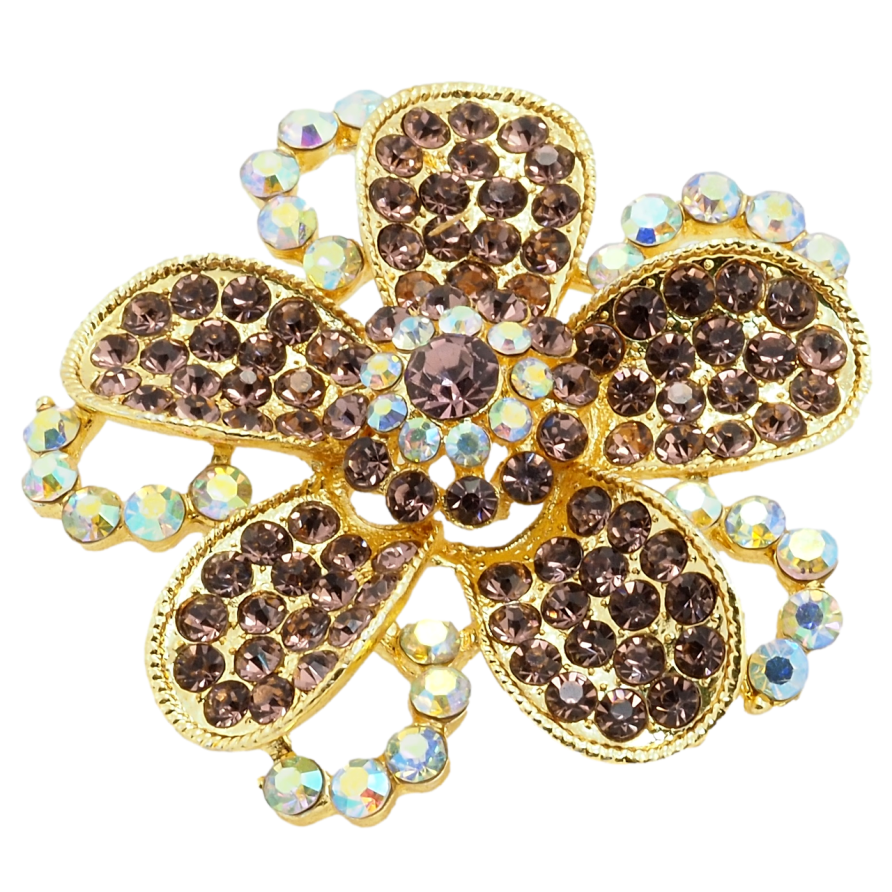 Брошь Цветок с бордовыми стразами фото №1 Брошь Цветок с бордовыми стразами фото №1