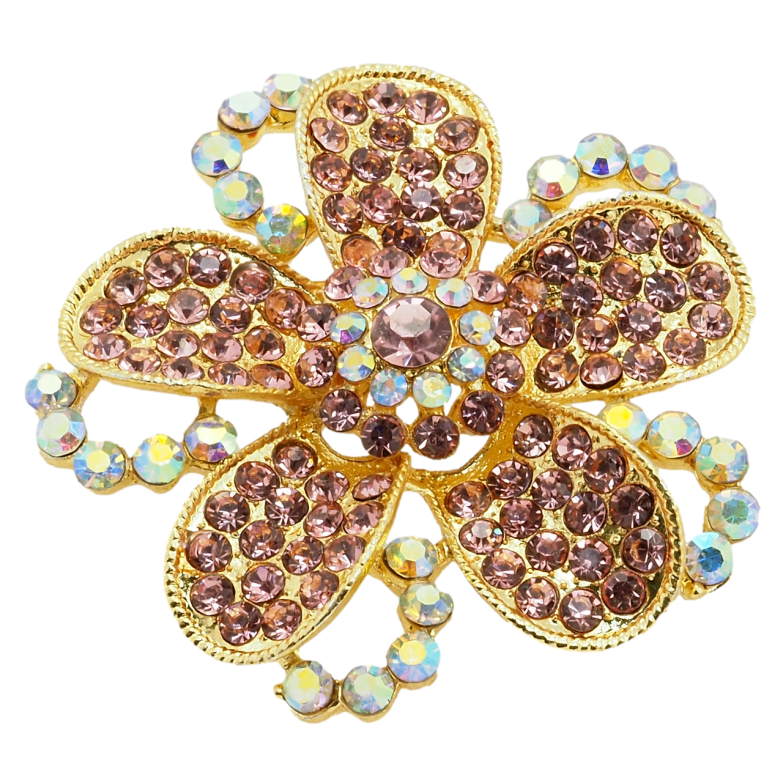 Брошь Цветок с розовыми стразами фото №1 Брошь Цветок с розовыми стразами фото №1