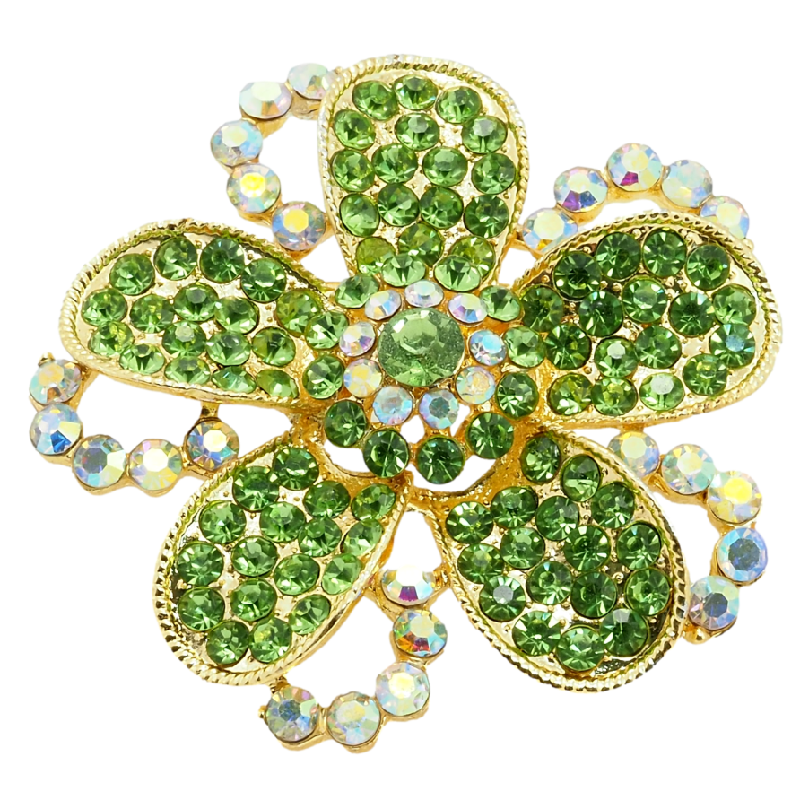 Брошка Квітка із зеленими стразами фото №1 Брошка Квітка із зеленими стразами фото №1
