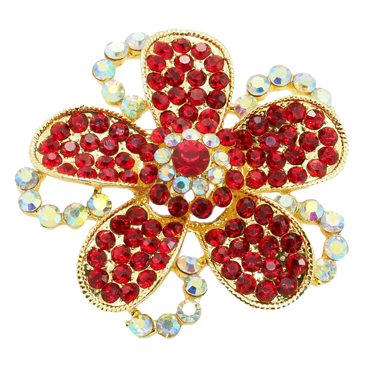 Брошь Цветок с красными стразами фото №15 Брошь Цветок с красными стразами фото №15