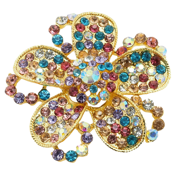 Брошка Квітка з різнокольоровими стразами фото №22 Брошка Квітка з різнокольоровими стразами фото №22