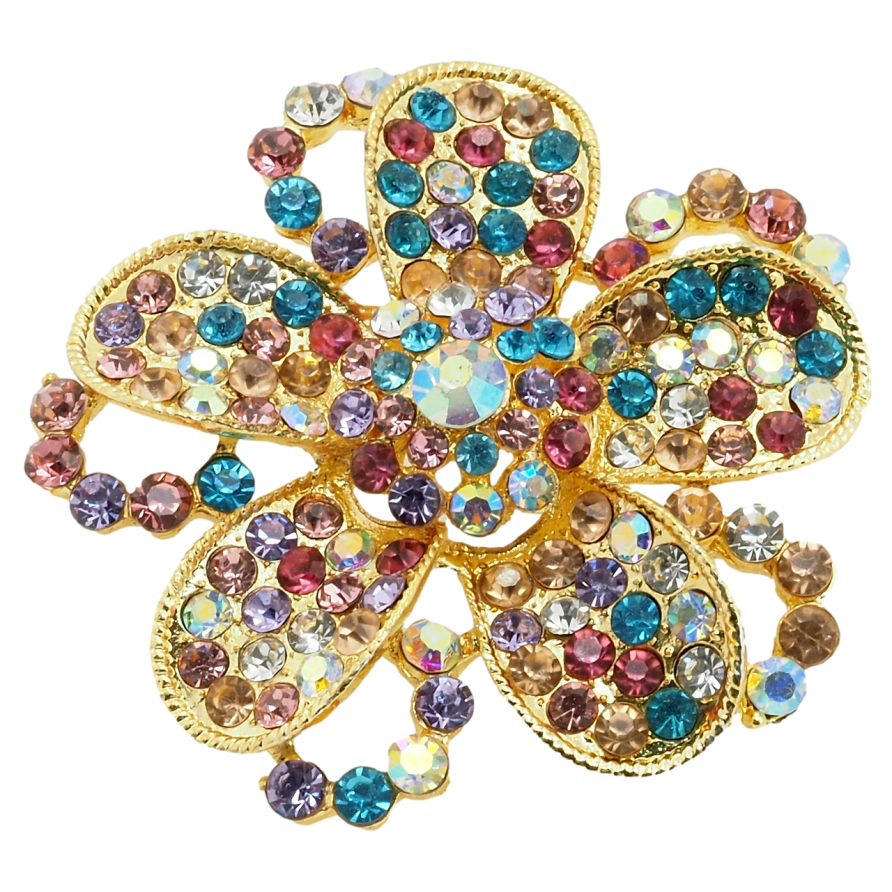 Брошь Цветок с разноцветными стразами фото №1 Брошь Цветок с разноцветными стразами фото №1