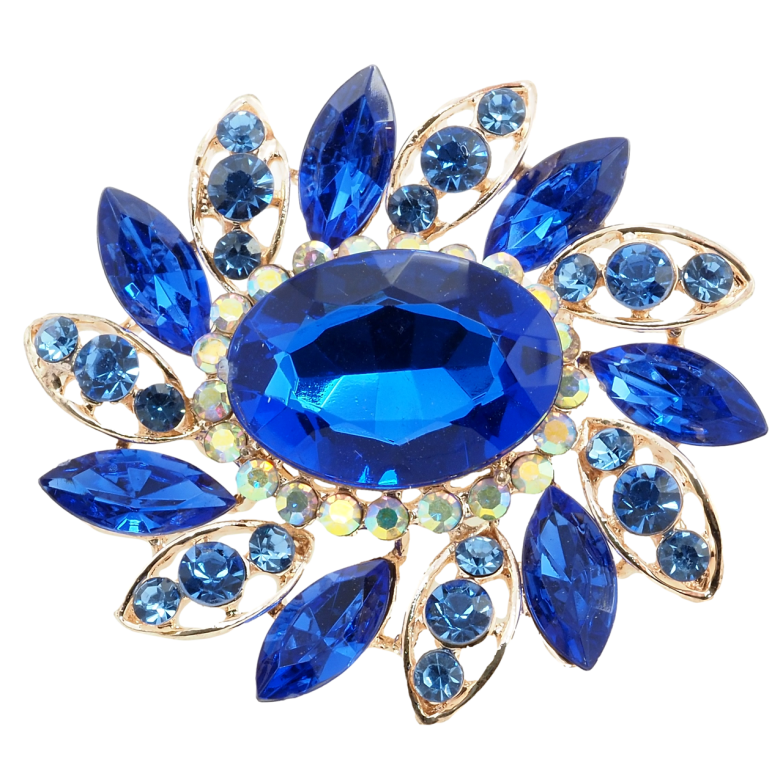 Брошка Квітка з синіми стразами фото №1 Брошка Квітка з синіми стразами фото №1