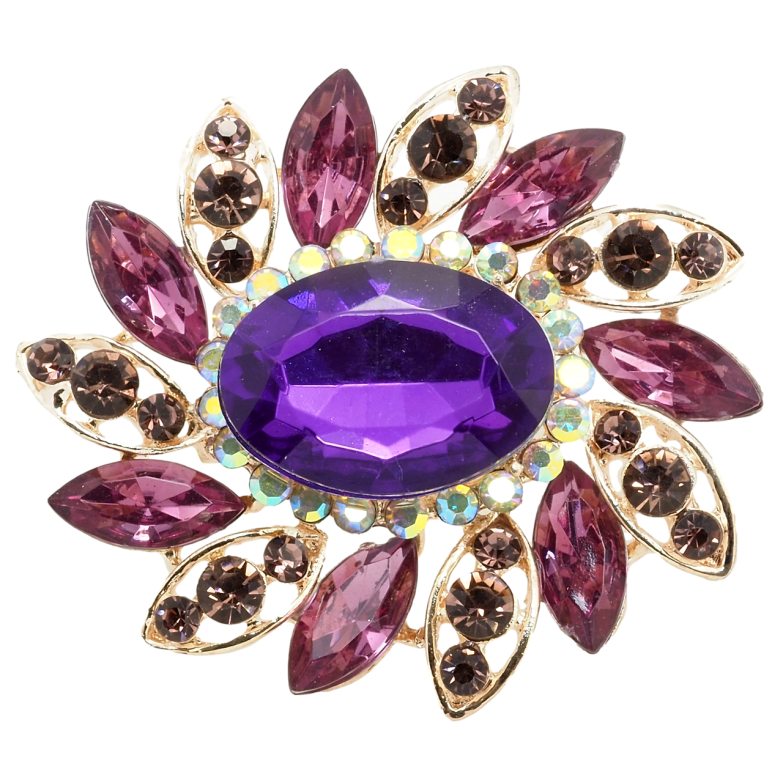 Брошь Цветок с сиреневыми стразами фото №1