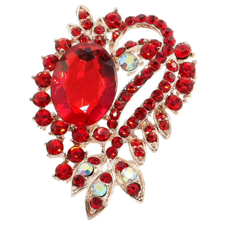 Брошь Композиция с красными стразами фото №1 Брошь Композиция с красными стразами фото №1