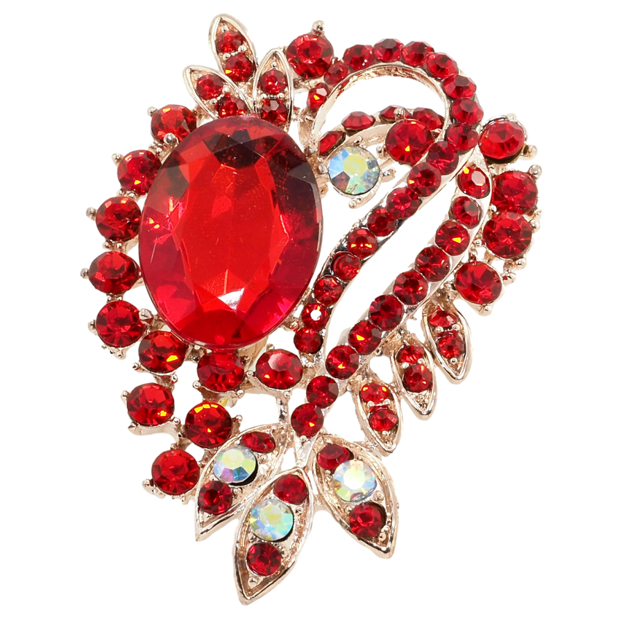 Брошка Композиція з червоними стразами фото №1 Брошка Композиція з червоними стразами фото №1