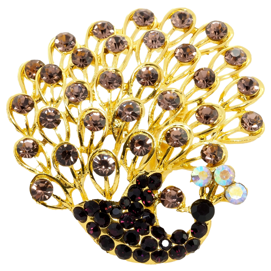 Брошь Павлин с бордовыми стразами фото №1 Брошь Павлин с бордовыми стразами фото №1