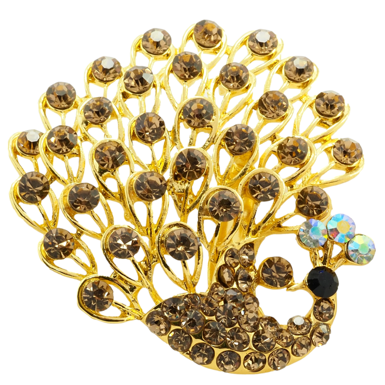 Брошь Павлин с коричневыми стразами фото №1 Брошь Павлин с коричневыми стразами фото №1