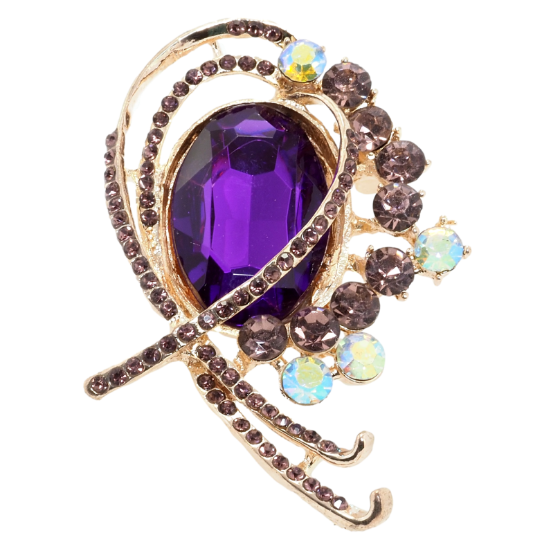 Брошь Орнамент с сиреневыми стразами фото №1