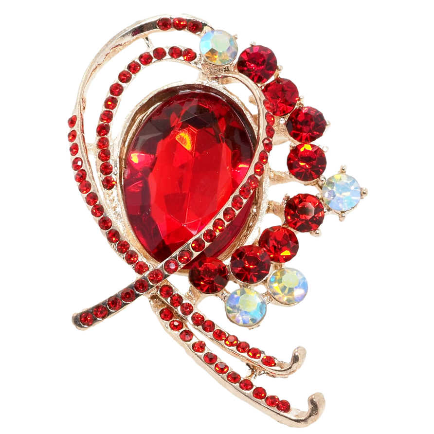 Брошка Орнамент із червоними стразами фото №1 Брошка Орнамент із червоними стразами фото №1