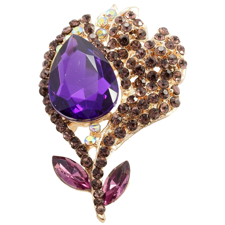 Брошка Квітка з бузковими стразами фото №1