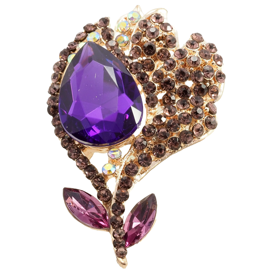 Брошь Цветок с сиреневыми стразами фото №1 Брошь Цветок с сиреневыми стразами фото №1