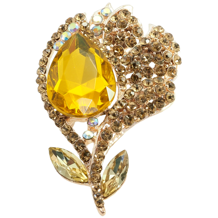 Брошка Квітка із золотистими стразами фото №23 Брошка Квітка із золотистими стразами фото №23