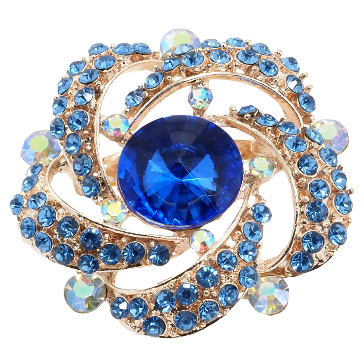 Брошь Цветок с синими стразами фото №24