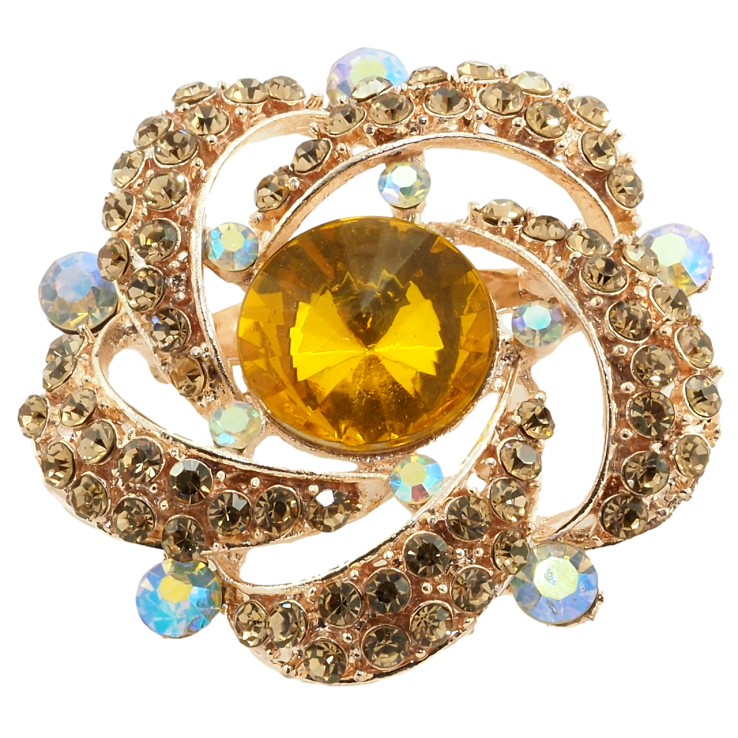 Брошка Квітка із золотистими стразами фото №9 Брошка Квітка із золотистими стразами фото №9